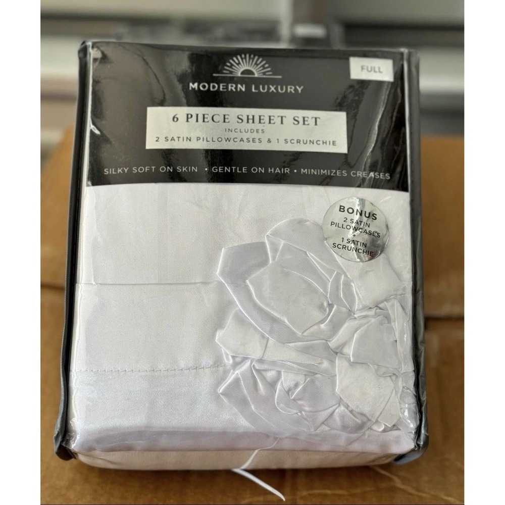 Modern Luxury 7pc  Full Size Sheet Set w/Satin Accessories